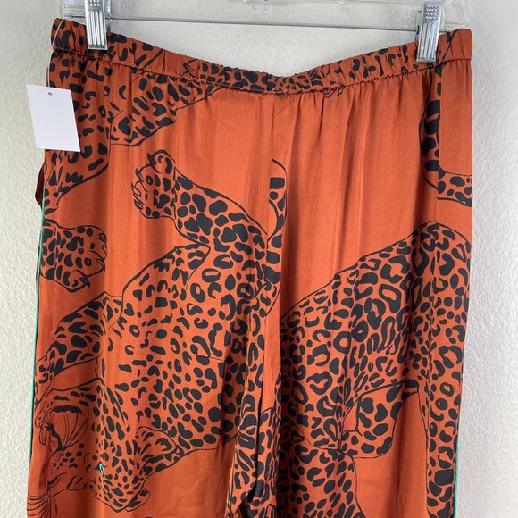 NEW Midnight Bakery Womens Medium Rust Leopard Animal Button Up Pajama Set - Picture 9 of 12